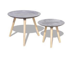 2 Piece Side Table/Coffee Table Set 55cm 44cm Concrete Grey Furniture