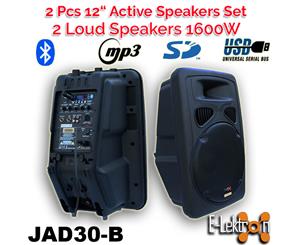 2 X E-Lektron Digital Sound System USB/SD & Bluetooth Active Loud 12 inch 800W Powered Speakers Set