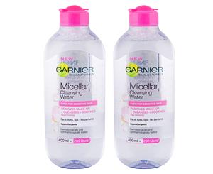 2 x Garnier Skin Naturals Micellar Cleansing Water 400mL