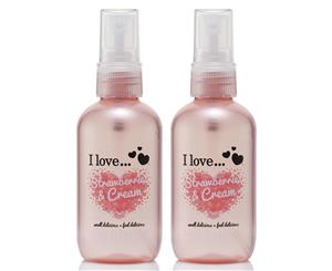 2 x I Love Body Spritzer Strawberries & Cream Perfume 100mL