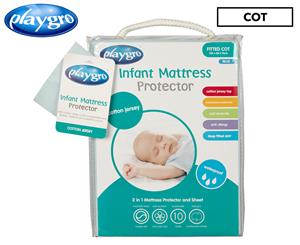 2 x Playgro Cotton Jersey Fitted Cot Infant Mattress Protector - Blue