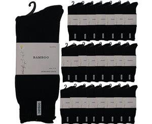 24 Pairs Men's Premium Bamboo Heavy Duty Work Socks - Black