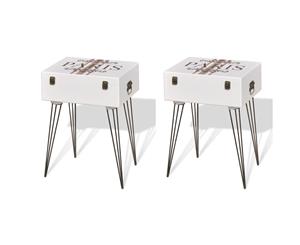 2x Bedside Cabinets 40x30x57cm White Bedroom Nightstand Chest Table