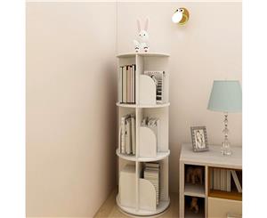 3 Shelves Versatile Round Wooden Rotating Swivel Bookshelf Bookcase Cabinet White 97CM