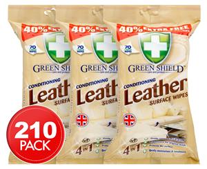 3 x Green Shield Conditioning Leather Wipes 70pk