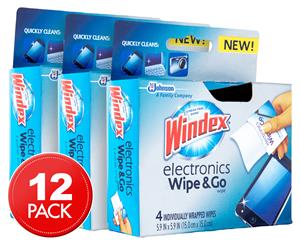 3 x Windex Electronics 'Wipe And Go' Wipes 4pk