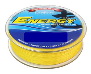 300m Spool of Surecatch Energy Braided Fishing Line - Yellow Fishing Braid [Breaking Strain 50lb]