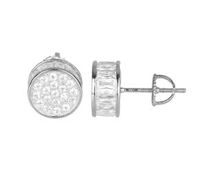 925 Sterling MICRO PAVE Ear Stud - ROUND 10mm - Silver