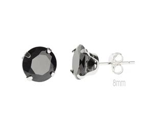925 Sterling Silver Black Bling Ear Stud - round