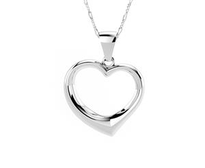 .925 Sterling Silver Open Heart Pendant-Silver
