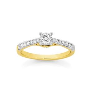 9ct Gold Diamond Solitaire Shoulder Ring