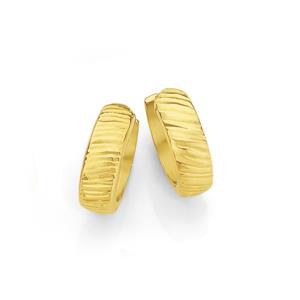 9ct Gold Diamond-Cut Huggie Earrings