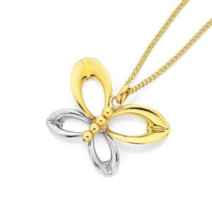 9ct Two Tone Gold Butterfly Pendant