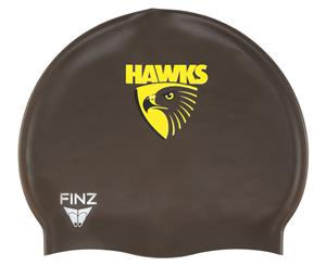 AFL Hawthorn Hawks Silicone Swimming Cap - Chocolate