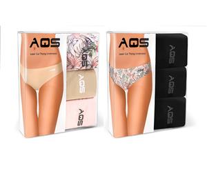 AQS Women's Seamless Thongs 6 Pack - Tropical Flowers/Nude/Pink + Black