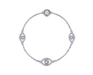 Affinity Collection Evil Eye Interlinking Bracelet with clear crystals Rhodium Plated