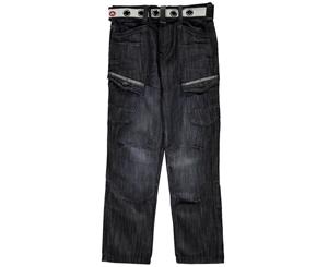 Airwalk Boys Belted Cargo Jeans Pants Trousers Bottoms Junior - Dark Wash