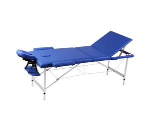 Aluminium Portable Massage Table 3 Fold Beauty Therapy Bed Waxing 68cm Blue