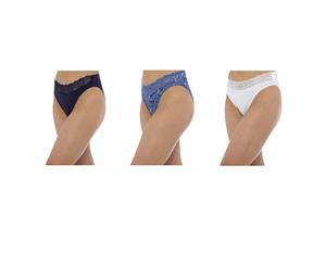 Anucci Womens/Ladies High Leg Briefs (3 Pairs) (Navy/Blue/White) - WU162