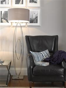 Arabella 1 Light Floor Lamp in Chrome/Grey