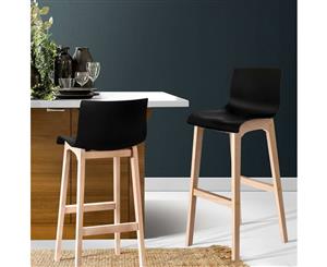 Artiss 2x Bar Stools Wooden Bar Stool Dining Chairs Kitchen Timber Black