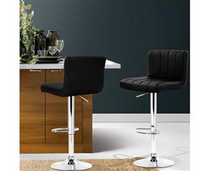 Artiss 2x Leather Bar Stools Kitchen Chair Bar Stool Black Lana Gas Lift Swivel