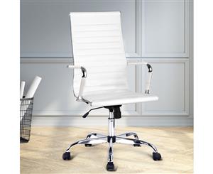 Artiss Eames Replica Office Chair Leather Executive Computer Chairs Seat White