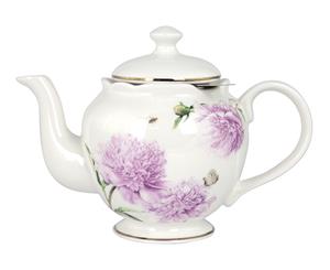 Ashdene Pink Peonies Metallic Infuser Teapot