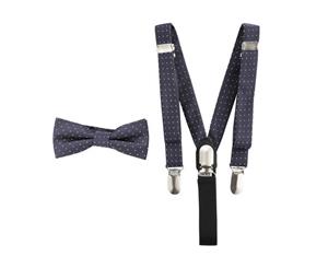 AusCufflinks Bow Tie & Suspender Set Blue Polka Dot Gift for Men