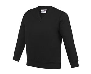 Awdis Academy Childrens/Kids Junior V Neck School Jumper/Sweatshirt (Pack Of 2) (Black) - RW6680