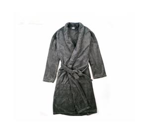 Bathrobe Dressing Gown Men's Women's Supersoft Luxurious Coral Fleece Dark Grey L/XL