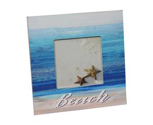Beach Themed Photo Frame 16x16cm in Blue Colours with Star Motif - Blue