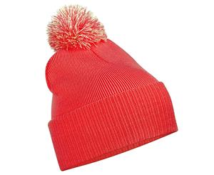 Beechfield Junior Snowstar Duo Winter Beanie Hat / Schoolwear (Bright Red / Off White) - RW199