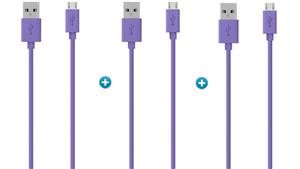 Belkin 3-Pack 1.2m Micro USB ChargeSync Cable - Purple