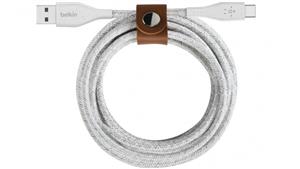 Belkin DuraTek Plus 3m USB-C to USB-A Cable with Strap - White