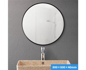 Black Aluminum Framed Round Bathroom Wall Mirror with Brackets Makeup Mirror 800x800x40mm