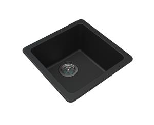 Black Granite Quartz Stone Kitchen/Laundry Sink Single Bowl Top/Under Mount 422*422*203mm