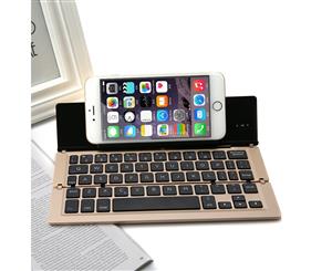 Bluetooth V3.0 Keyboard Aluminum Alloy Foldable Iphone Android Tablet Pc - Gold