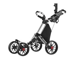CaddyTek CaddyCruiser ONE v4 One-Click Folding 4 Wheel Golf Buggy / Push Cart - Silver