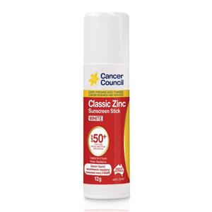 Cancer Council SPF 50+ Classic Zinc Sunscreen Stick White 12g