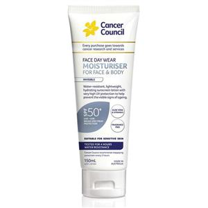 Cancer Council SPF 50+ Face & Body Moisturiser Water Resistant 150ml