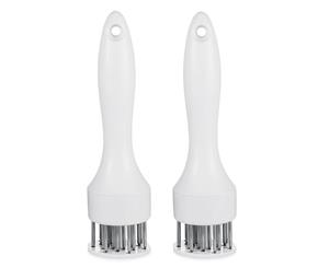 Catzon 2 Packs Meat Tenderizer Tool Profession Kitchen Gadgets Jacquard 21 Blades Stainless Meat Tenderizers-White