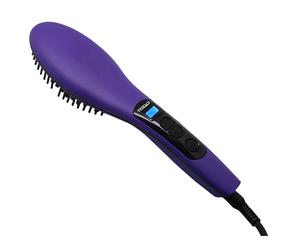 Ceramic Tourmaline Ionic Hair Brush Straightener Iron Anti Frizz Comb Purple