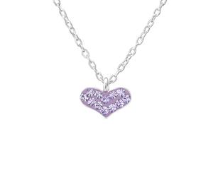 Children's Silver Violet Heart Necklace