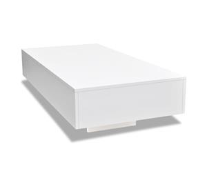 Coffee Table High Gloss White 115x55x31cm Living Room Furniture Stand