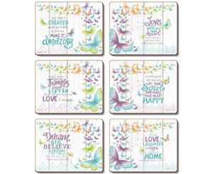 Country Inspired Kitchen INNER LOVE Cinnamon Cork Backed Placemats Set 6 New