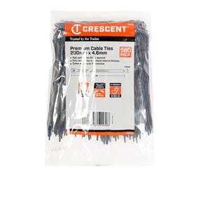 Crescent 200 x 4.6mm Black Cable Ties - 500 Pack