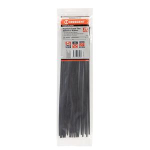 Crescent 300 x 4.8mm Black Cable Ties - 25 Pack