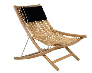 Deluxe Kono Solid Teak Timber Adjustable Garden Sun Lounger - Outdoor Teak Chairs