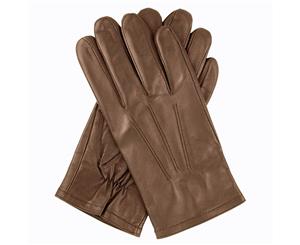 Dents Men's Genuine Full Grain Leather Gloves 3 Point Stitch - Cognac
